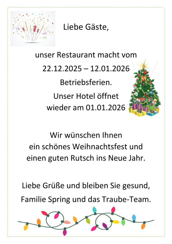 Betriebsruheschild Weihnachten